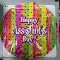 Happy Assistants day stripes black dotsBin #56