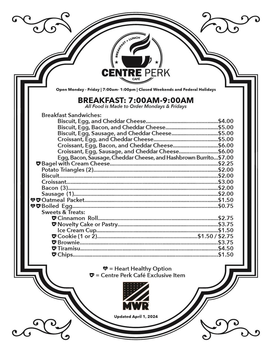 Centre Perk Cafe Menus February 2024-01