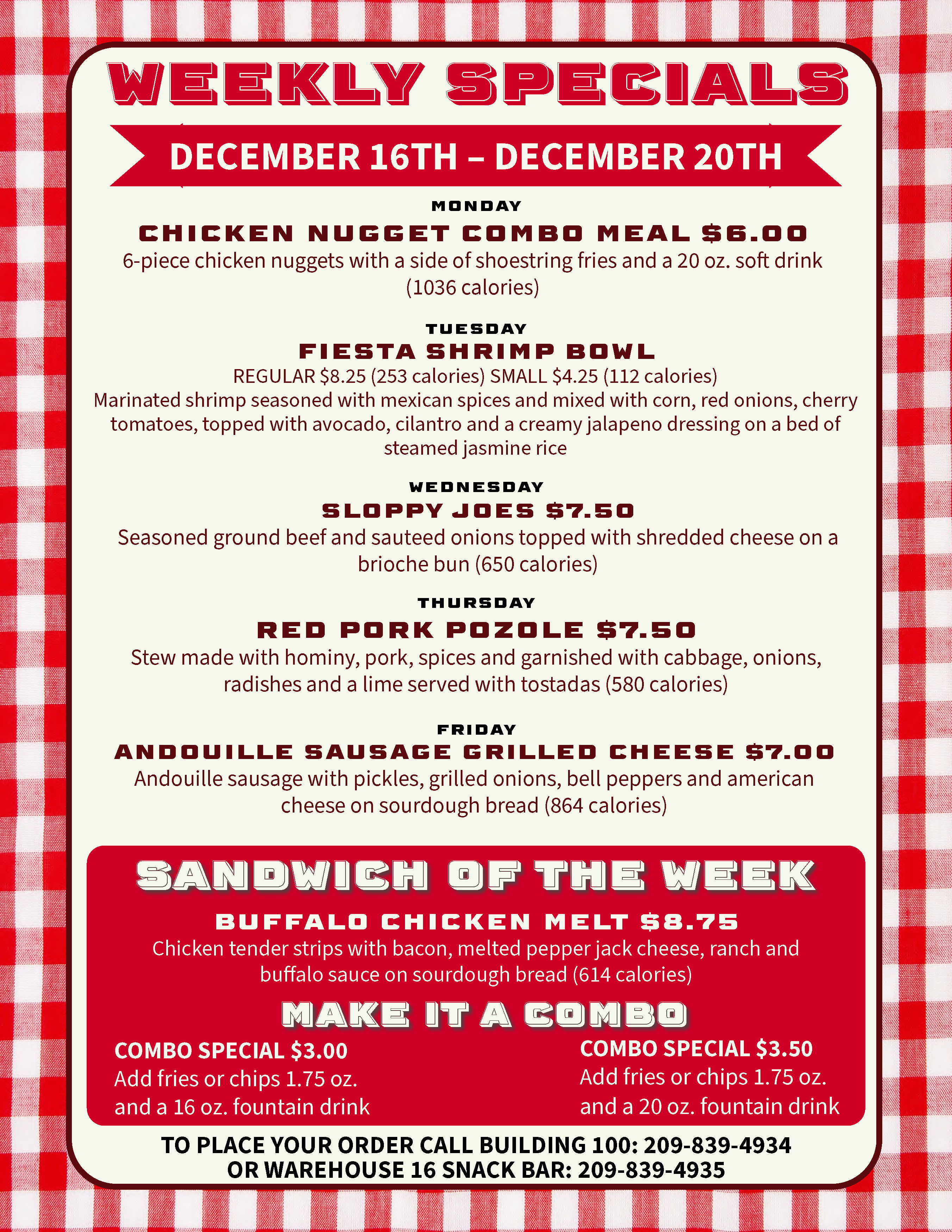 Weekly Specials Dec 16 